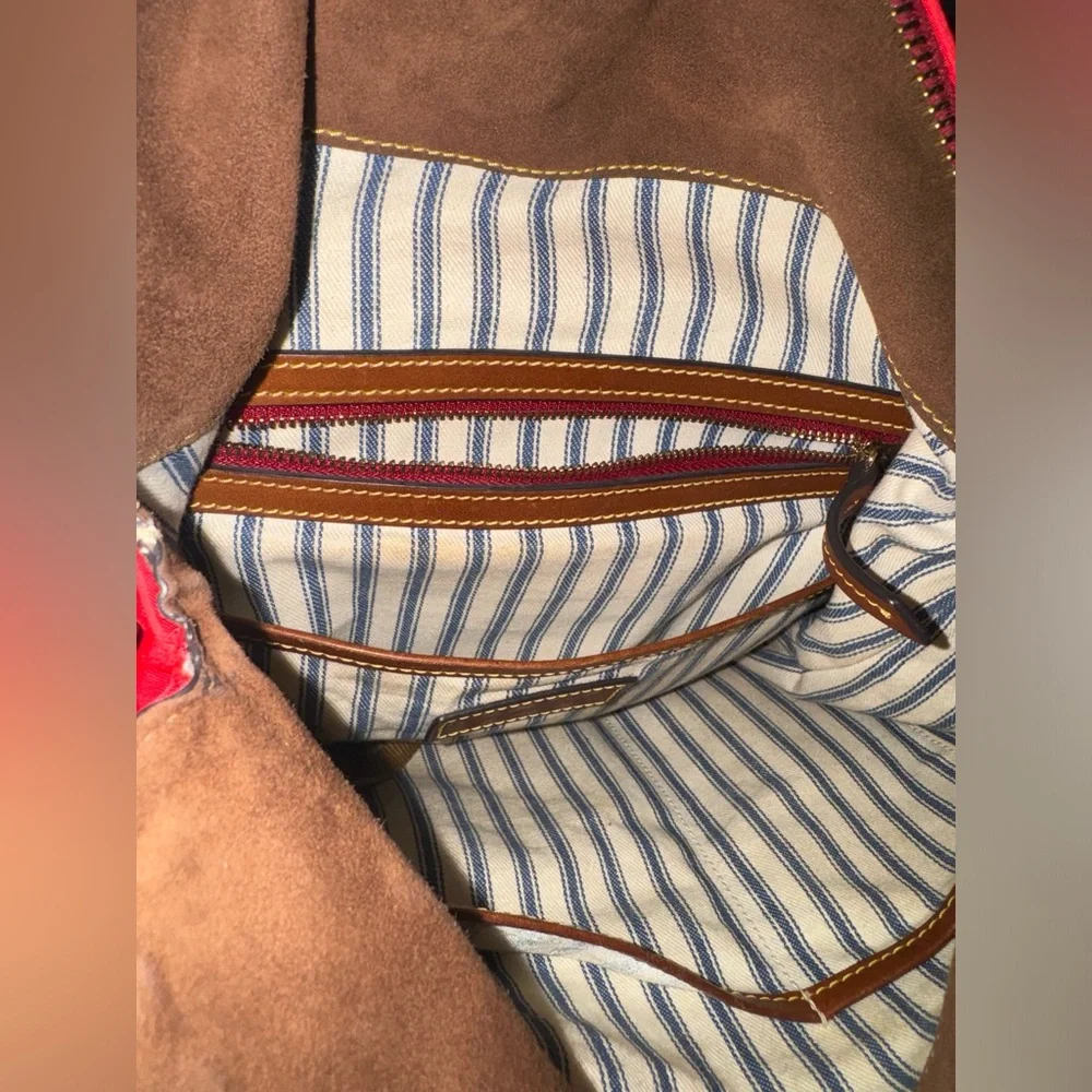 Dooney & Bourke Nylon Red Wayfarer Bag Tan Leather - Picture 10 of 13